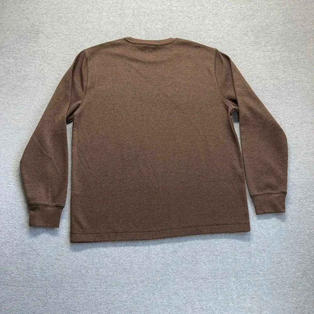 Banana Republic Shirt Mens Brown Green Waffle Knit Long Sleeve Pullover Casual